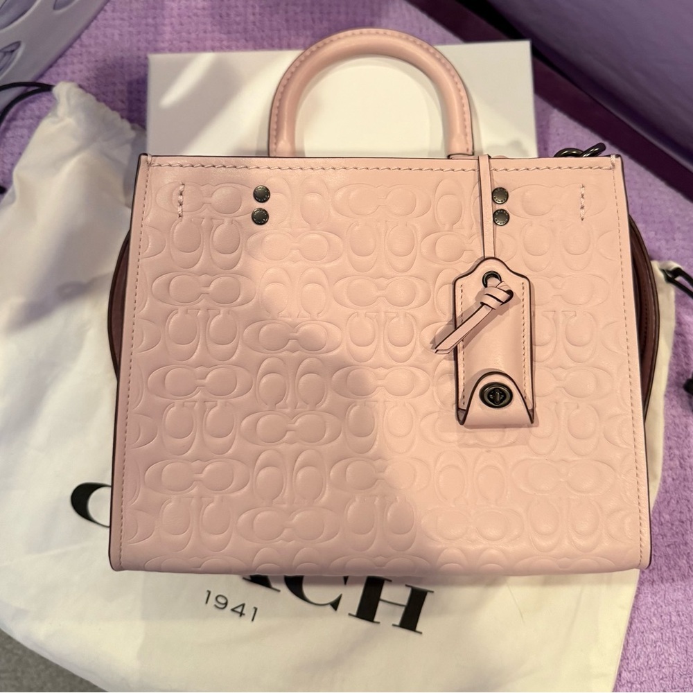 Coach Light Pink Embossed Satchel